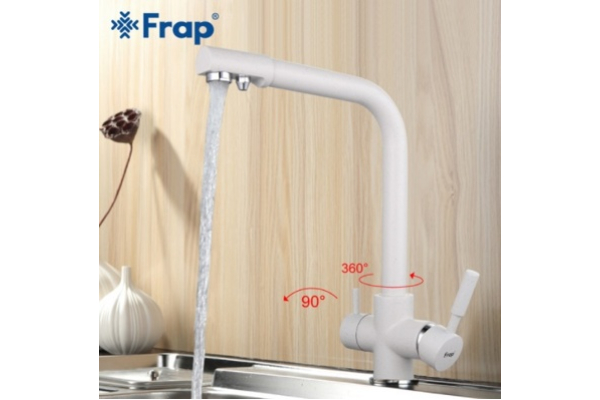 Смеситель для кухни Frap с подключением фильтра питьевой воды ф 35, белый, F4352-8