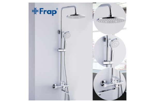 Душевая система Frap с верхним душем, смесителем и ручной лейкой белый, F2441
