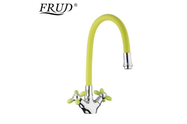 Смеситель для кухни Frud R44127-6, гибкий излив зелёный