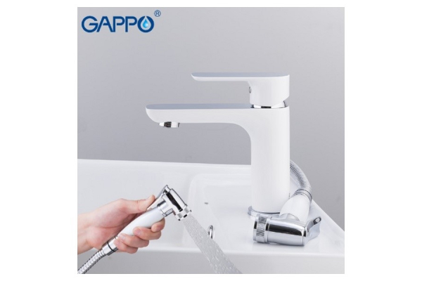 Смеситель для раковины Gappo G1048-1 гигиенический душ, хром