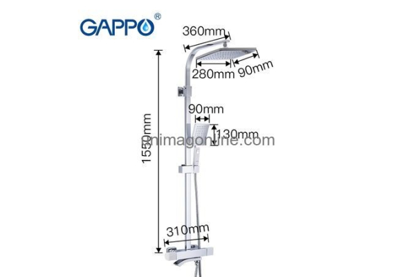 Душевая система Gappo G2407-50 с верхник душем, термостатом, ручной лейкой, переключателем, белый/хром