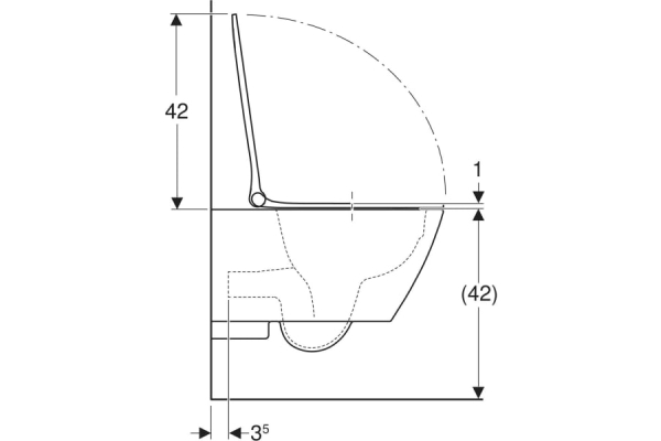Унитаз подвесной Geberit Smyle Square Rimfree, с плавным закрыванием SoftClose 500.685.01.2