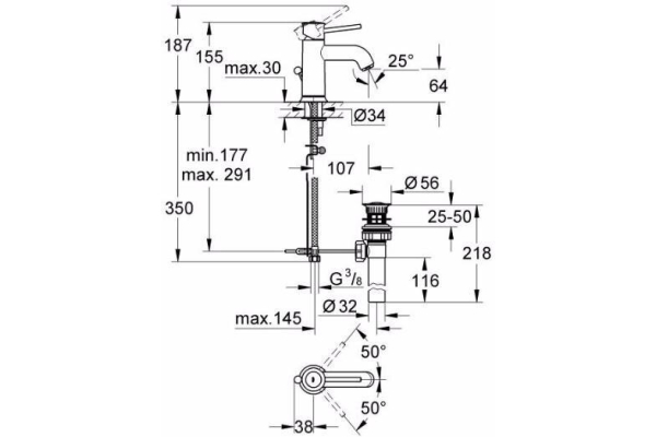 Смеситель для раковины Grohe BauClassic 23161000