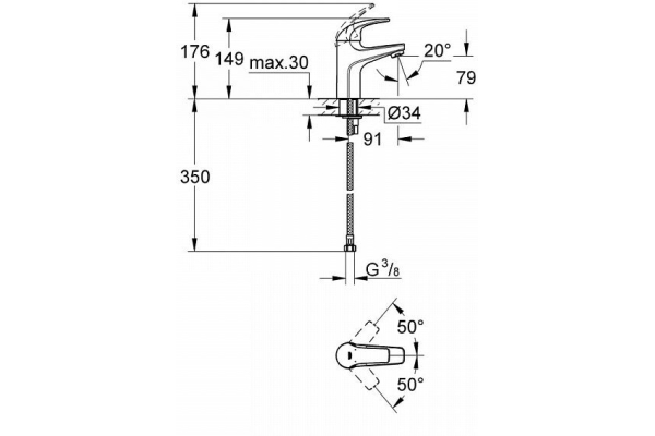 Смеситель для раковины Grohe BauCurve 32848000