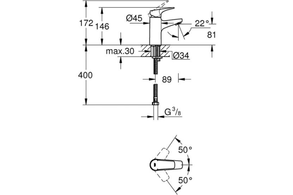 Смеситель для раковины Grohe BauFlow 23752000 S-Size