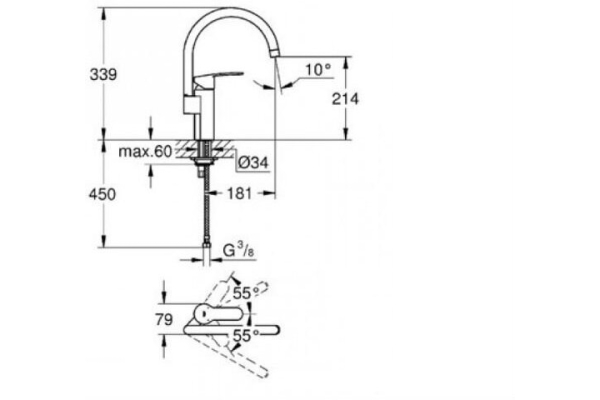 Смеситель для кухни Grohe Eurostyle Cosmopolitan 30221002