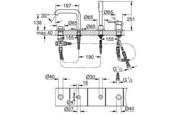 Смеситель на борт ванны Grohe Essence 19578001