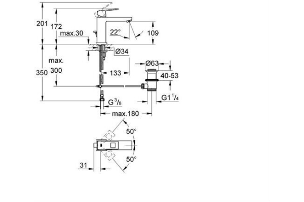Смеситель для раковины Grohe Eurocube 23445000