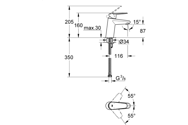 Смеситель для раковины Grohe Eurodisc Cosmopolitan 3246920E