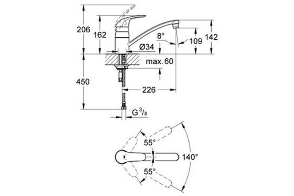 Смеситель для кухни Grohe Euroeco 32750000