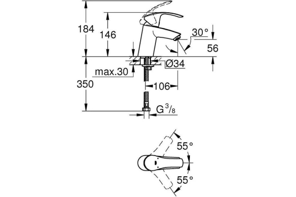 Смеситель для раковины Grohe Eurosmart New S-size 32467002