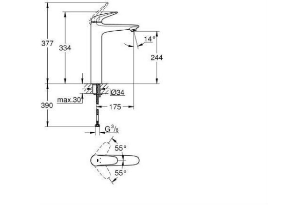 Смеситель для раковины Grohe Eurostyle 2015 Solid 23719003