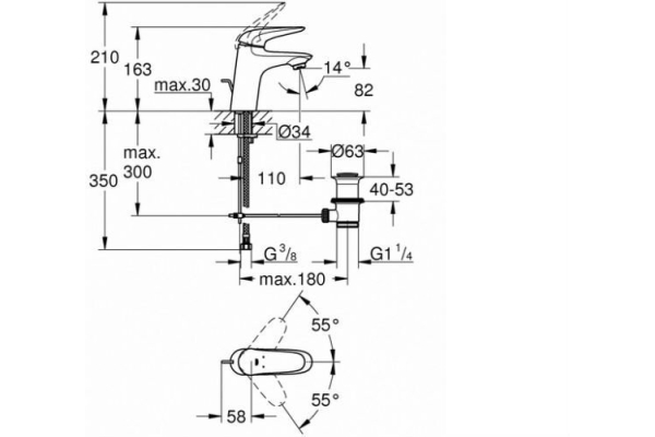 Смеситель для раковины Grohe Eurostyle 2015 Solid 23713003