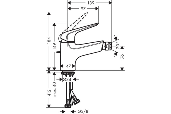 Смеситель для биде Hansgrohe Novus 70 71142000 хром