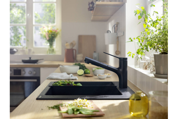 Смеситель для кухни Hansgrohe Zesis M33 74800670 с вытяжным душем, матовый черный