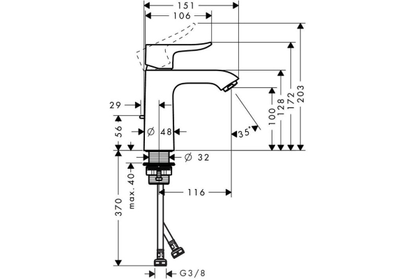 Смеситель для раковины Hansgrohe Metris 110 31080000