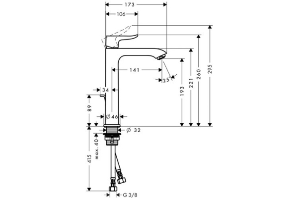 Смеситель для раковины Hansgrohe Metris 200 31183000