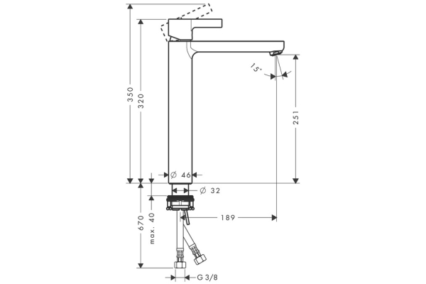 Смеситель для раковины Hansgrohe Metris S Highriser, однорычажный 31023000, хром