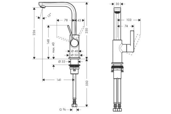 Смеситель для раковины Hansgrohe Metris S 31161000
