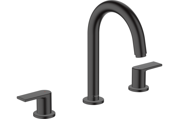 Смеситель для раковины Hansgrohe Vernis Shape на 3 отверстия, со сливным гарнитуром 71563670, чёрный