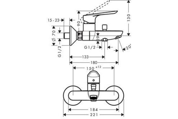 Смеситель для ванны Hansgrohe Logis E 71403000 хром