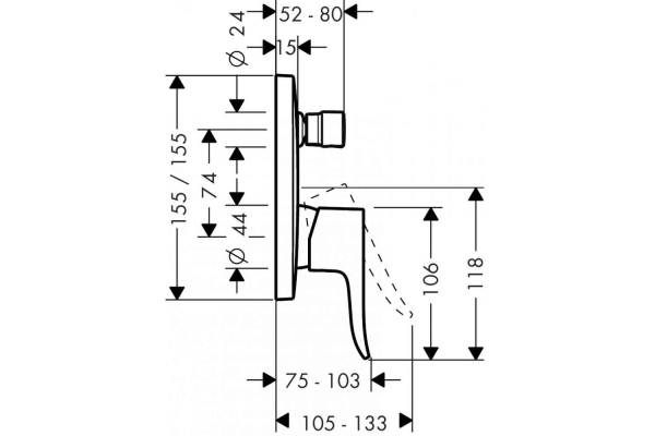 Смеситель для ванны и душа Hansgrohe Metris 31454000