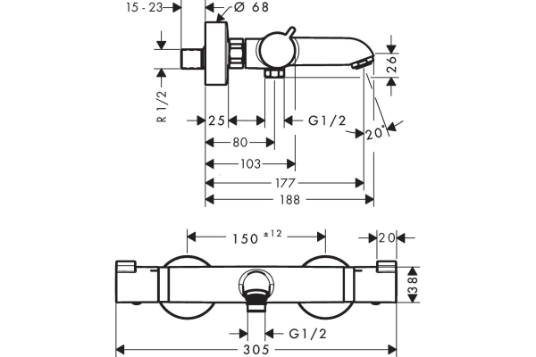 Термостат для ванны Hansgrohe Ecostat Comfort 13114670
