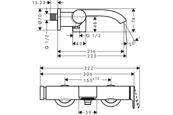 Смеситель для ванны Hansgrohe Vivenis 75420000, хром
