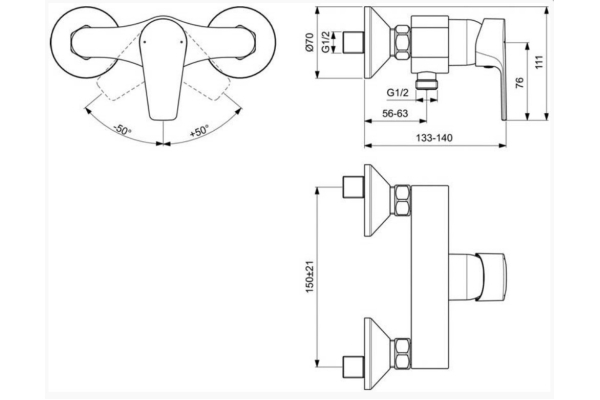 Смеситель настенный для душа Ideal Standard Cerafine D BC493AA