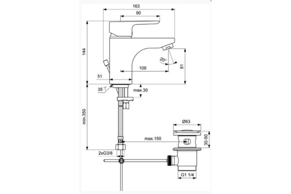 Смеситель для раковины Ideal Standard Ceraplan III Grande B0704AA