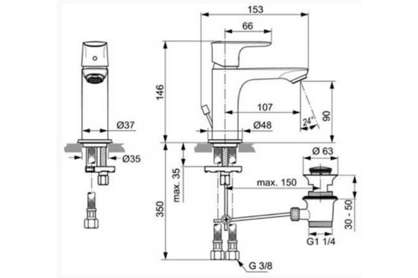 Смеситель для раковины Ideal Standard Connect Air A7007AA