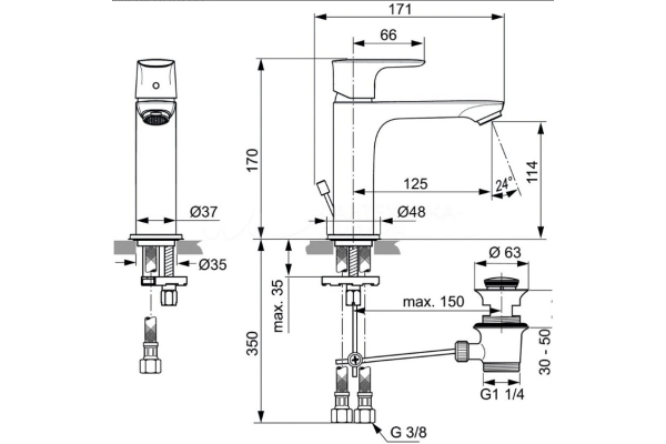 Смеситель для раковины Ideal Standard Connect Air A7012AA