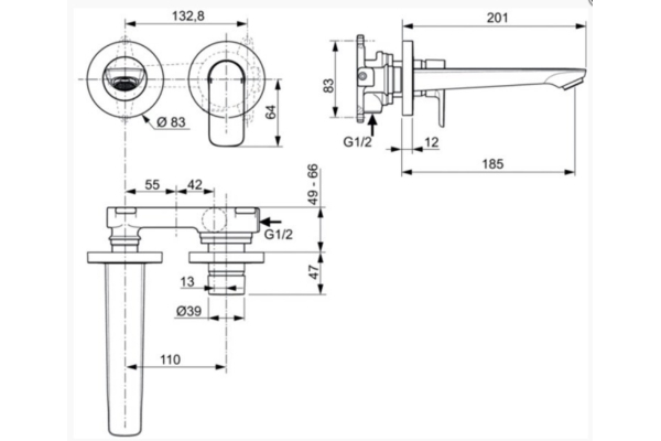 Смеситель для раковины Ideal Standard Connect Air A7029AA (внешняя часть)