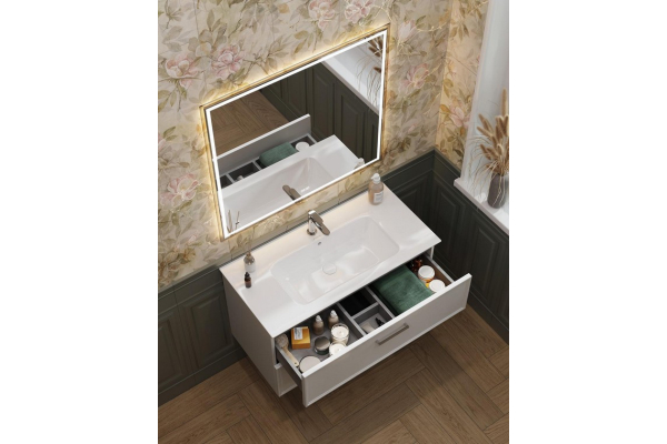 Раковина Kerama Marazzi Piano 95 с крепежом, белая глянцевая