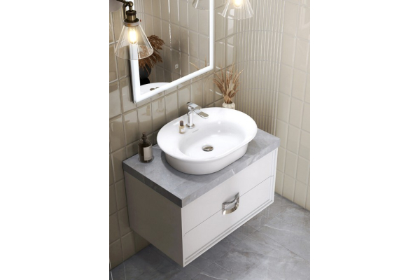 Тумба Kerama Marazzi Canaletto подвесная 80 см с 2 ящиками, белая глянцевая