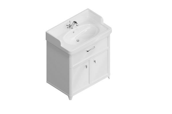 Тумба Kerama Marazzi Pompei, 80 напольная с ящиком и дверцами, белая глянцевая