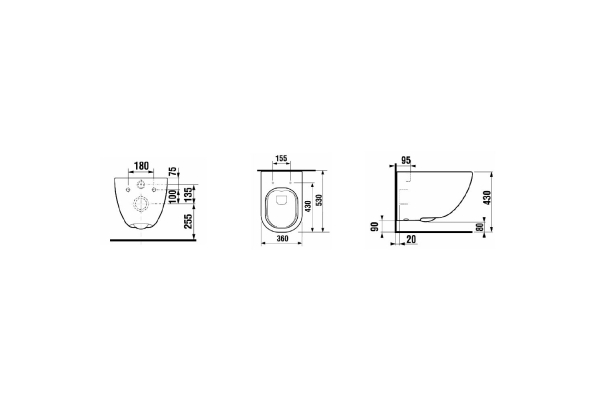 Подвесной унитаз Laufen Basal Combipack 8.66E1.0.000.000.1 безободковый, с сиденьем SoftClose, быстр