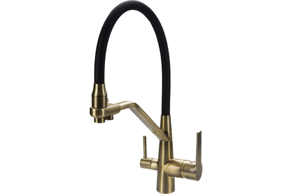 Смеситель для кухни Maxonor MN4460-27 с подключением фильтра питьевой воды черный