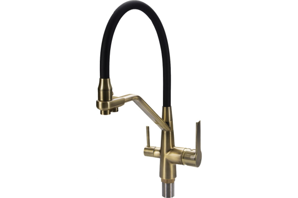 Смеситель для кухни Maxonor MN4460-27 с подключением фильтра питьевой воды черный