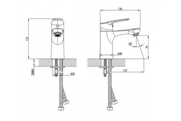 Смеситель Milardo Horizont для умывальника HORSB00M01