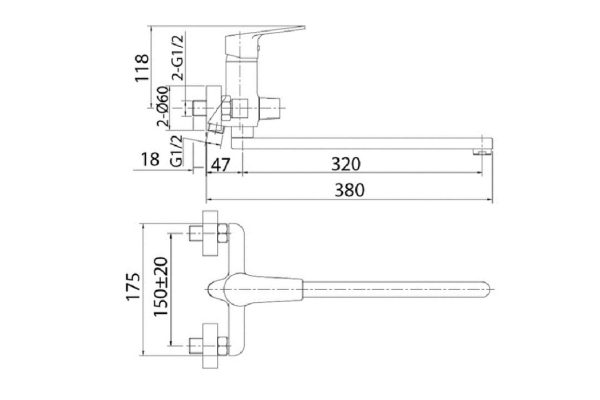 Смеситель Milardo Helic для ванны с длинным изливом HELSB02M10