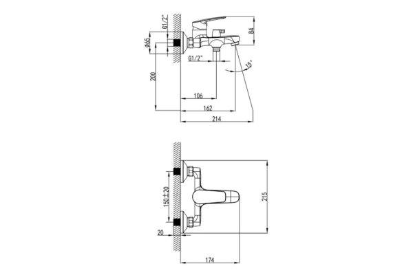 Смеситель Milardo Horizont для ванны HORSB02M02