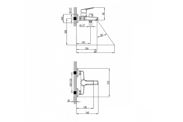 Смеситель Milardo Stripe для ванны STRSB02M02