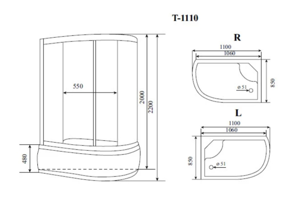 Душевая кабина Timo Standart 110х85х220 T-1110L