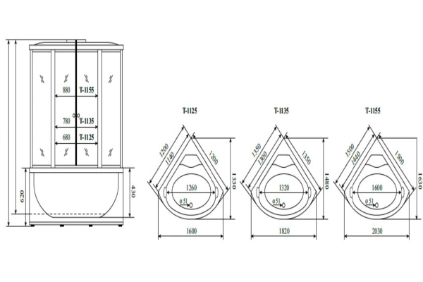 Душевая кабина Timo Standart 150х150х220 T-1155