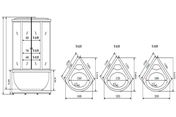 Душевая кабина Timo Standart Silver F 130х130х220 T-6635SF