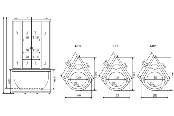 Душевая кабина Timo Standart Silver F 150х150х220 T-6655SF