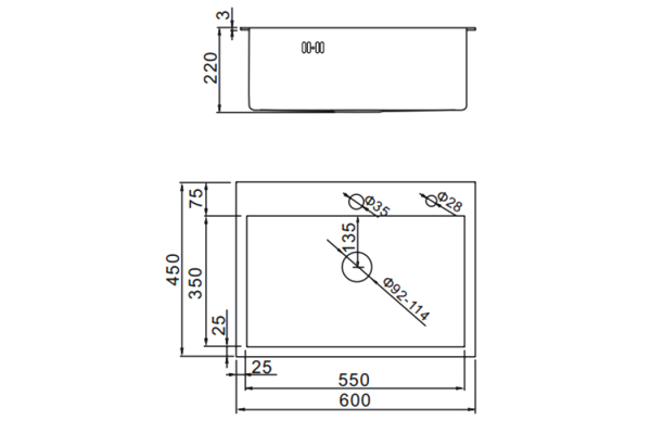 Мойка кухонная Gerhans K36045B 60x45 из нержавеющей стали, графит
