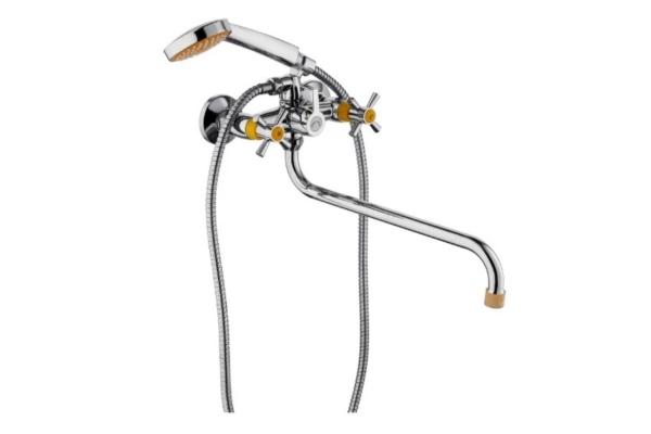 Смеситель PLStart для ванны и душа хром/желтый PL2218-9