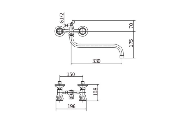 Смеситель PLStart для ванны и душа хром/желтый PL2218-9